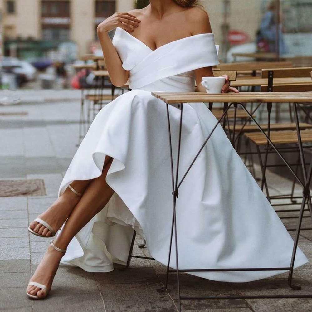 White Off the Shoulder Corset Dress